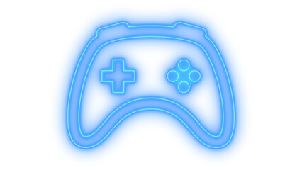 Glowing neon gamepad controller icon for digital gaming esports entertainment console buttons modern device isolated on transparent background vector symbol © MdSamsul1234