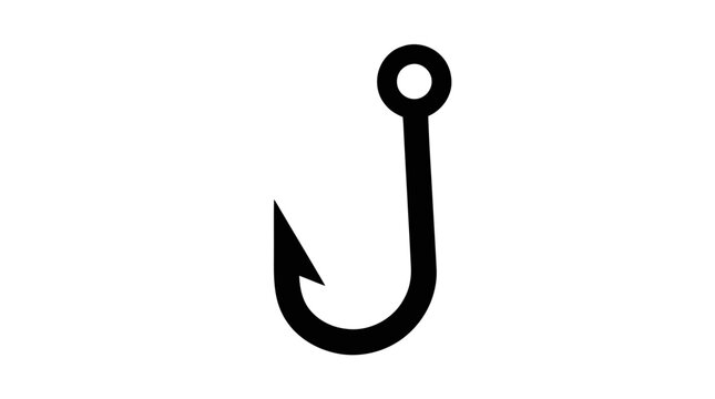 Vector illustration of fishing hook icon vector silhouette on a transparent background