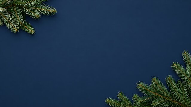 Dark blue background with floral elements in the upper corners of the frame