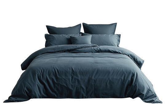 Navy bedding set with pillows minimal studio composition