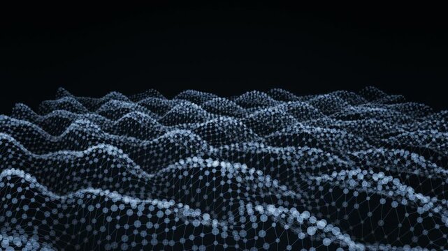 Glowing abstract network waves creating a dynamic digital futuristic technology background