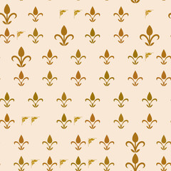 Seamless pattern with gold floral motifs and corner ornaments © Abrauw