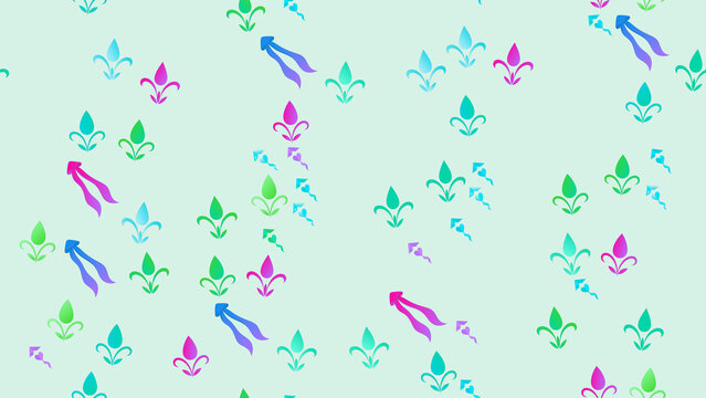 Stylized floral and kite pattern