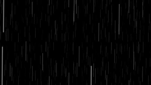 abstract digital rain lines falling motion graphics background with white streaks on black overlay
