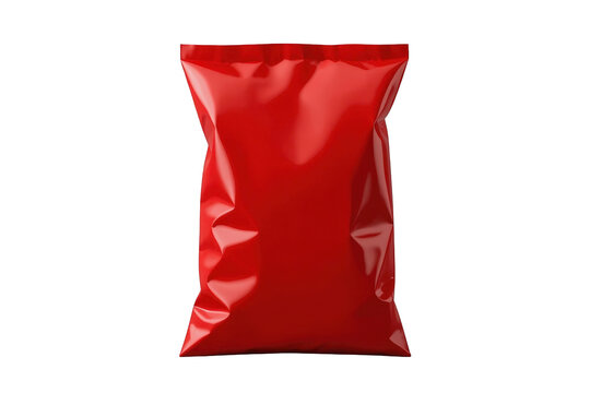Classic sealed glossy red package bag design element front view