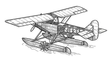 Vintage Seaplane Illustration Isolated © alam
