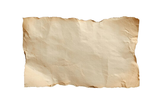 Timeless aged torn parchment paper isolated cutout front view