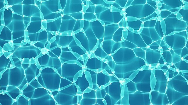 Water caustics light pattern on turquoise pool bottom, summer underwater background, seamless loop 4K