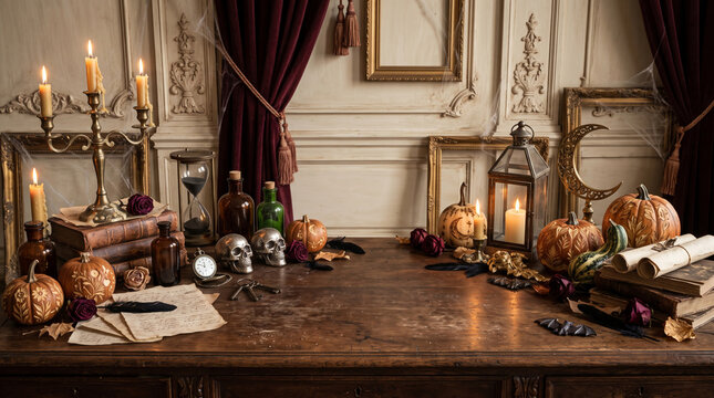 Victorian Halloween room decoration background