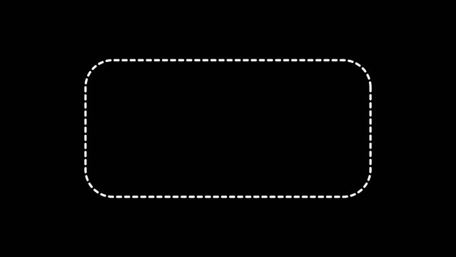 Rounded rectangle dashed white border frame on black background