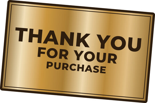Gold metallic Thank You For Your rectangular rubber stamp with wave background, editable vector illustration