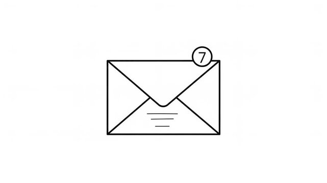 Animated numbered envelope icon with seal motion for notifications