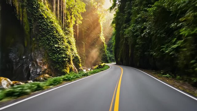 The Image Shows A Long Straight Road With A Yellow Line Running Down The