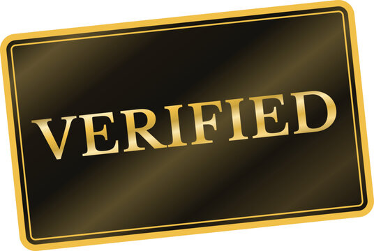 Gold metallic Verified rectangular rubber stamp with wave background, editable vector illustration