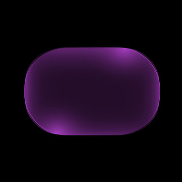 A glowing purple rounded rectangle button shape isolated on a solid black background for digital design projects