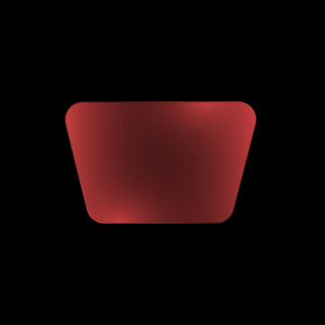 A single glowing red trapezoidal shape isolated on a solid black background with soft light gradients