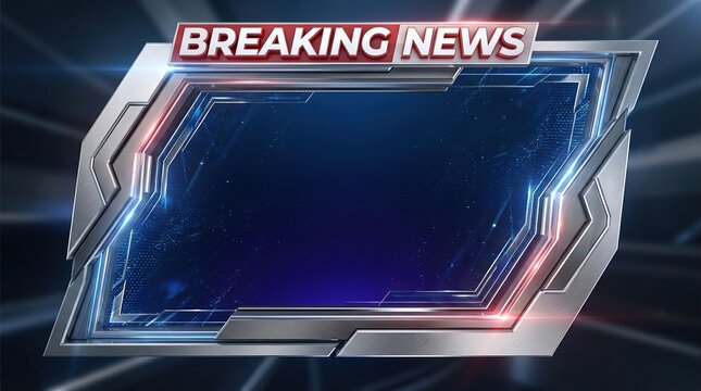 Modern breaking news graphic with a blue screen for television broadcast or digital media