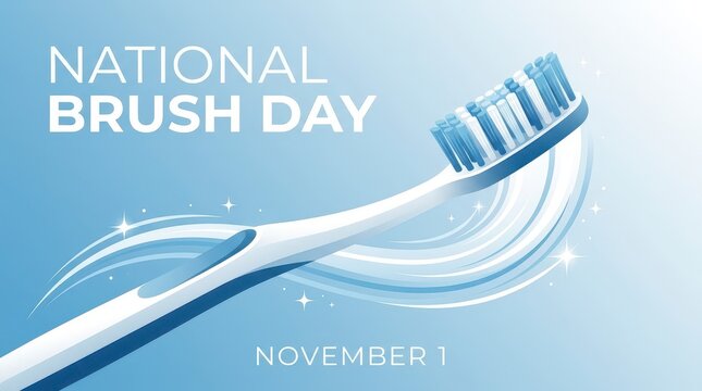 National brush day illustration with toothbrush and toothpaste