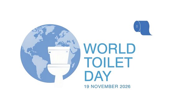 World toilet day concept globe graphic with sanitation symbol campaign awareness international november typography background illustration environment sustainability development