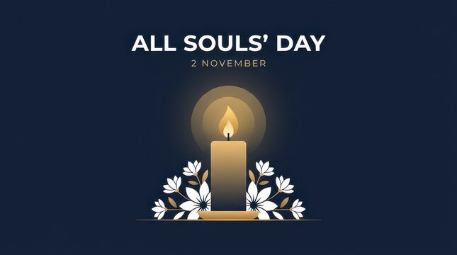 All souls' day candle with illuminated flame