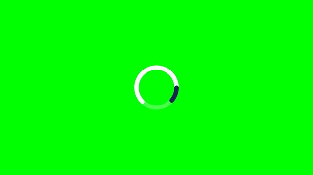 Loading Motion Graphics Green Screen, Smooth Rotating Circular Progress Indicator for App Interface and Digital UI
