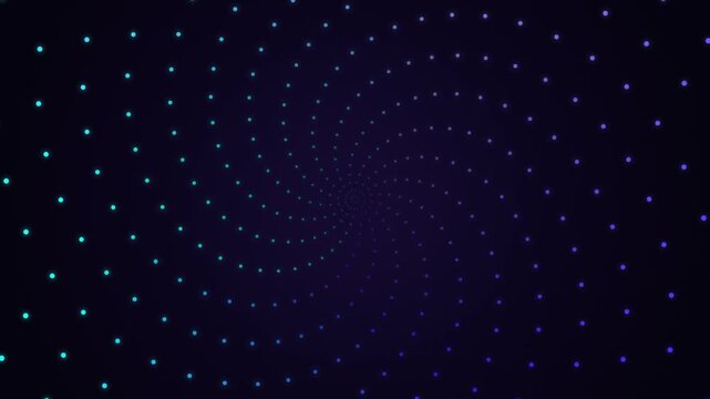 Glowing Particle Spiral Background with Rotating Neon Blue Dots in Futuristic Motion Loop