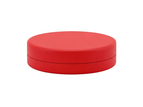 Small red round container lid for cosmetic cream jar isolated on transparent background