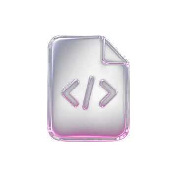 Neon 3D Source Code File Document Outline Icon
