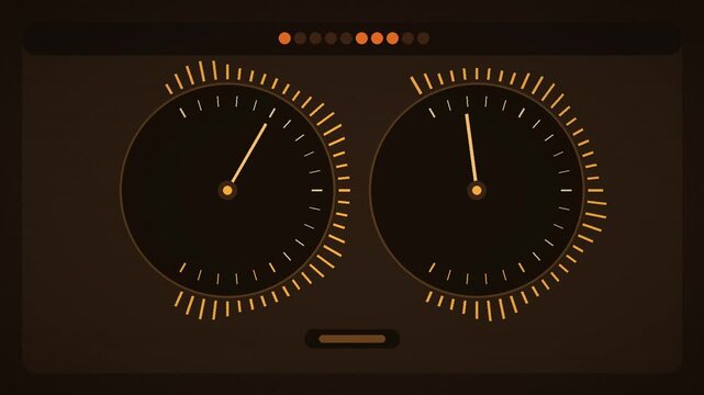 Retro analog VU meter console loop with warm amber phosphor gauges