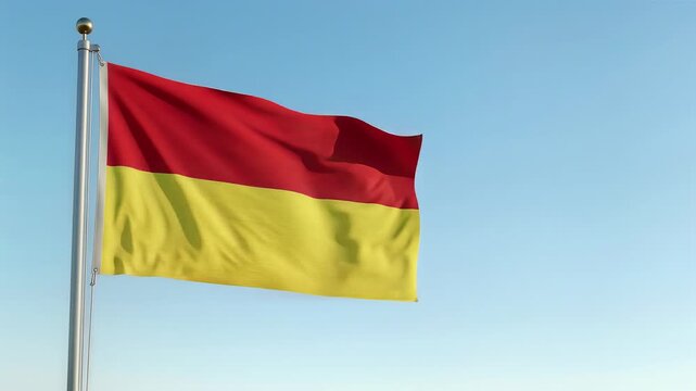 Karnataka State Flag Waving on Flagpole for Kannada Rajyotsava