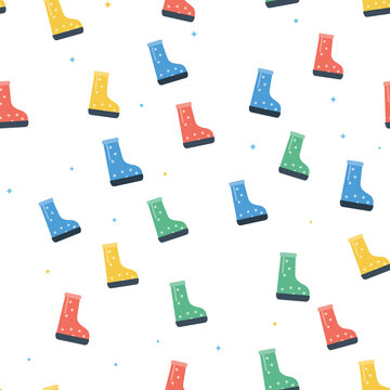 Colorful boots pattern for rainy day backgrounds.
