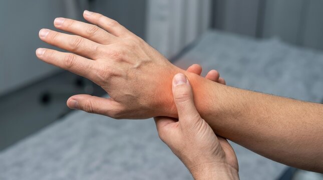 Close Up of Hand Holding Painful Wrist Joint