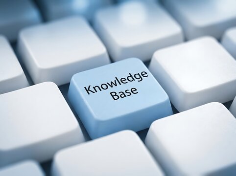 Knowledge base button on a computer keyboard for customer support and