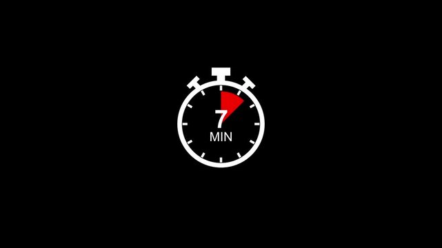7 minute stopwatch timer animation with red progress indicator for presentations and productivity tracking