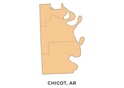 Mapa de la divisi&oacute;n politica del codado de Chicot, Arakansas, Estados Unidos