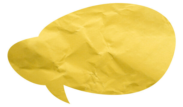 Rounded yellow paper speech bubble with sweeping left tail