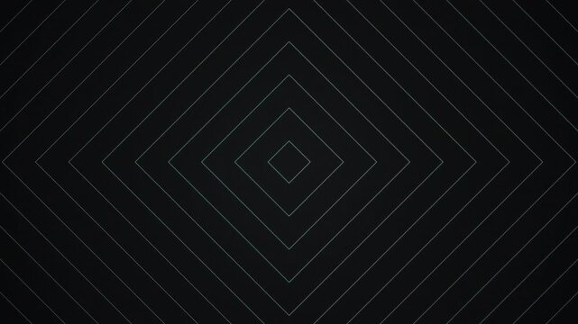 Minimalist nested squares slowly rotating in soft teal lines on a dark charcoal background, clean geometric tunnel pattern animation, seamless loop