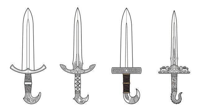 Collection of Ancient Swords Isolated