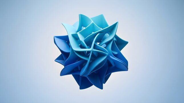 Abstract geometric 3d sculpture of blue petals