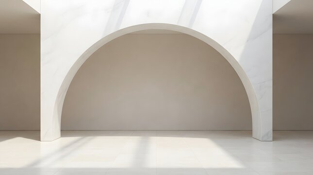 Elegant marble archway in a bright minimalist architectural space