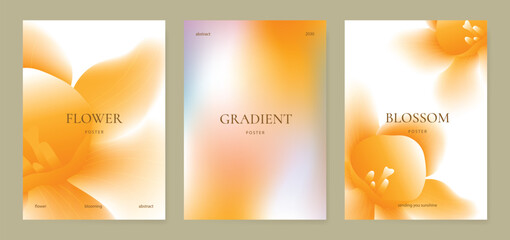 Fototapeta na wymiar Orchid gradient poster background vector set. Minimalist poster summer and spring cover template. Ideal design for social media, banner, card, ads.