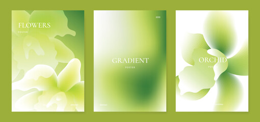 Obraz na płótnie Canvas Orchid gradient poster background vector set. Minimalist poster summer and spring cover template. Ideal design for social media, banner, card, ads.