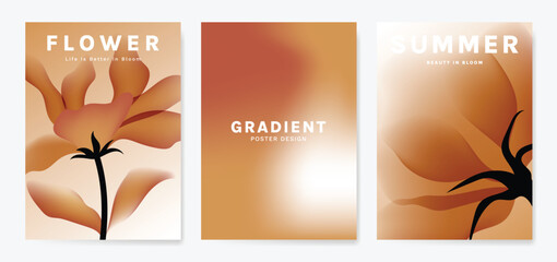 Orchid gradient poster background vector set. Minimalist poster summer and spring cover template. Ideal design for social media, banner, card, ads.