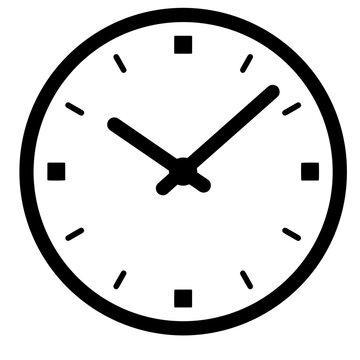 Minimalist clock illustration showing time 10:10 for branding and