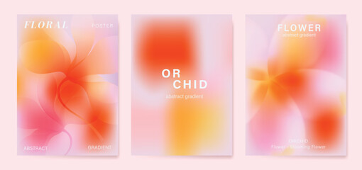 Plakat Orchid gradient poster background vector set. Minimalist poster summer and spring cover template. Ideal design for social media, banner, card, ads.