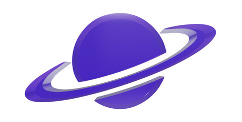 Isolated purple threedimensional planet icon with ring system design element transparent background © SAMIMAAYASH