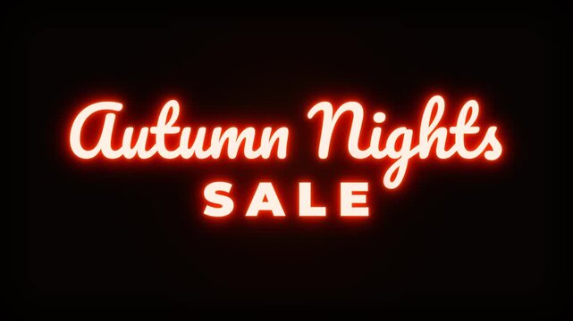 Reddish orange neon sign flickering then turning on with a light sweep.