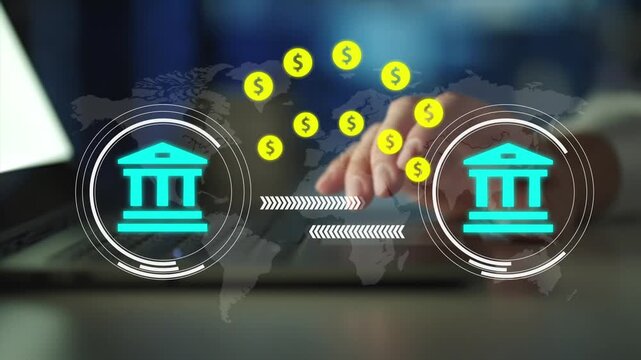 Bank transfers and financial transactions. Money transfers from different currencies internationally and currency exchange