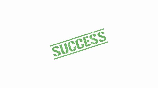 Green success stamp with textured effect on a clean white background