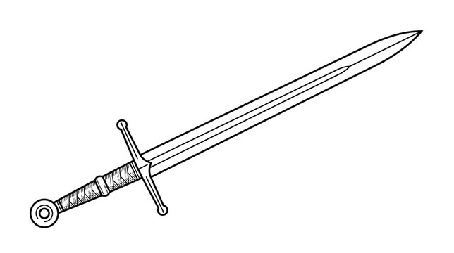 Medieval Sword Isolated on Transparent Background